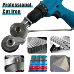 Universal Electric Drill Plate Cutter Set Robust Metal Shear Attachment For Iron Steel Copper Aluminum Sheets Up To 1.5mm Essential DIY Tool For Sheet Metal Cutting Tasks -Home-Tools e8671074 bdc1 463b b0b8 31de4c3bf339