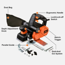 TOPSHAK TS-EP2 7.5-Amp Electric Hand Planer 14500Rpm 3-1/In Wood Planer For Woodworking Chamfer Home DIY Dual Side Dust Outlet -Home-Tools ea19f688 c68c 43cd 9a34 44c2f445c941