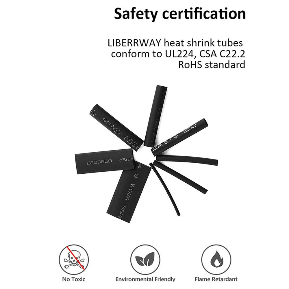 650pcs Heat Shrink Tubing Black Ratio 2:1 Insulation Protection Flame Retardant Heat Shrink Sleeving Wrap Car Electrical Cable Wire Kit Set In A Clear Plastic Box 8 Size 4 650pcs Heat Shrink Tubing Black Ratio 2:1 Insulation Protection Flame Retardant Heat Shrink Sleeving Wrap Car Electrical Cable Wire Kit Set In A Clear Plastic Box 8 Size - Image 2