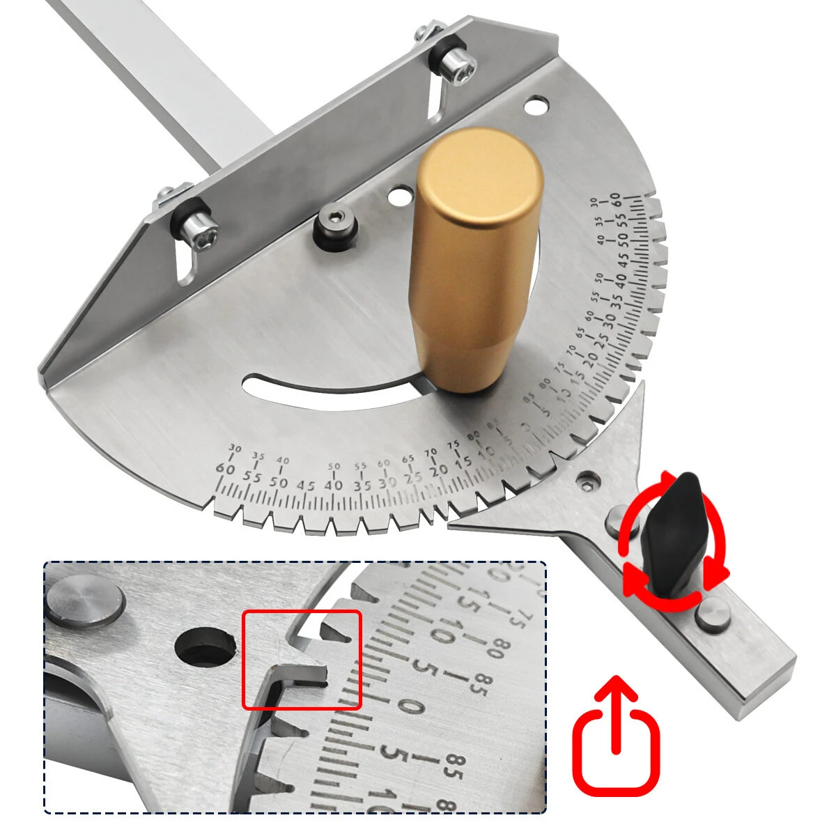 Precision Miter Gauge W/ A Standard Slot -Universal Table Saw Miter Gauge High Accuracy Miter Saw Protractor With 27 Angle Stops 6 Precision Miter Gauge W/ A Standard Slot -Universal Table Saw Miter Gauge High Accuracy Miter Saw Protractor With 27 Angle Stops - Image 4