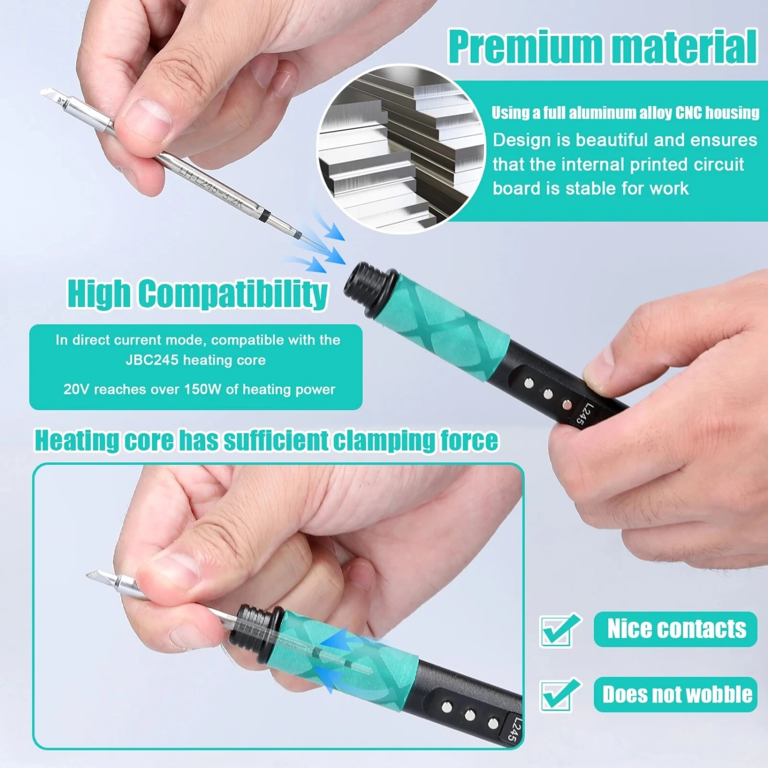 65W L245 Electric Soldering Iron Power Supplying Aluminum Alloy CNC Shell QC PD Type-C Compatible JBC245 8 65W L245 Electric Soldering Iron Power Supplying Aluminum Alloy CNC Shell QC PD Type-C Compatible JBC245 - Image 6