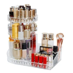 360 Degree Rotation Transparent Tabletop Acrylic Cosmetic Rotating Makeup Organizer Spinning Rack Large Capacity -Home-Tools f3e0d2b2 fc78 4e4f 8b63 d13f910d79e5 1