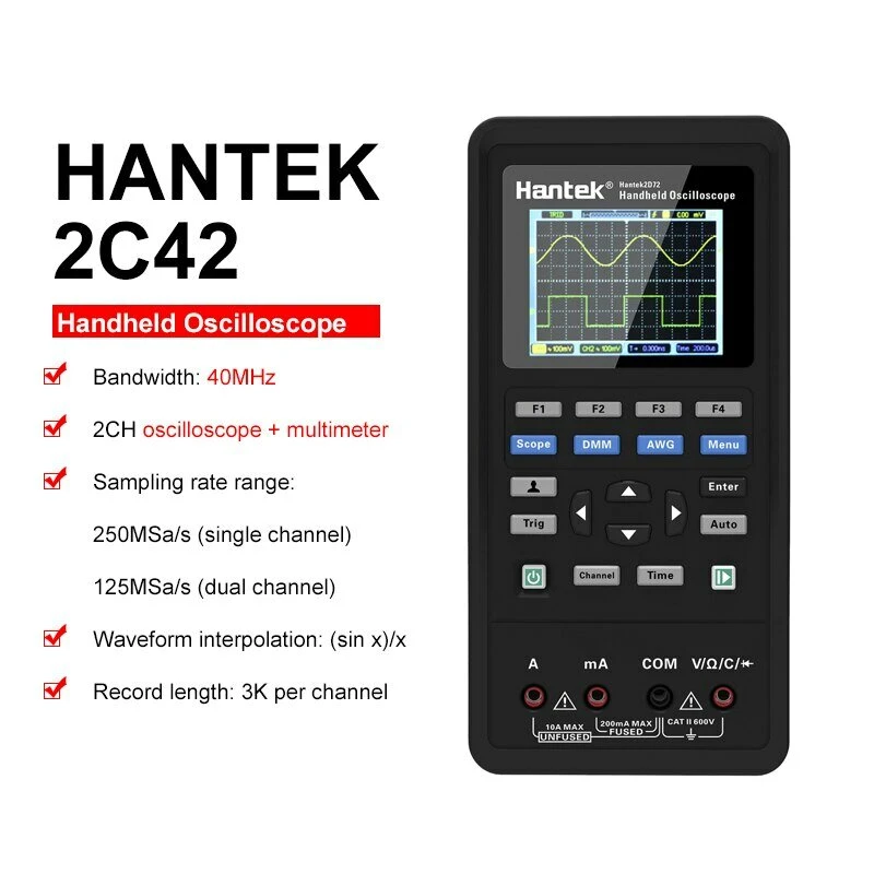 Hantek 3in1 Digital Oscilloscope+Waveform Generator+Multimeter Portable USB 2 Channels 40mhz 70mhz LCD Display Test Meter Tools Ultra-low Power Design With Large-capacity Lithium Battery One-key AUTO 10 Hantek 3in1 Digital Oscilloscope+Waveform Generator+Multimeter Portable USB 2 Channels 40mhz 70mhz LCD Display Test Meter Tools Ultra-low Power Design With Large-capacity Lithium Battery One-key AUTO - Image 8